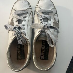 Golden Goose White and Gray Superstar Sneakers